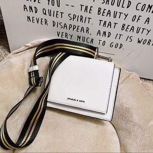 Charles & Keith Modern White Crossbody Bag